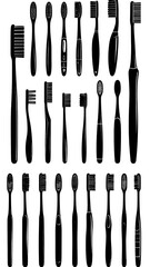 Toothbrush Types, Variety, Collection, White Background