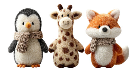 Fototapeta premium Adorable Stuffed Animal Toys on Transparent Background for Kids