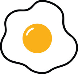 Simple Fried Egg Illustration on White Background breakfast food yolk sunny side