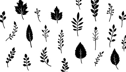 Fototapeta premium Seamless Black Leaf Pattern on White Background