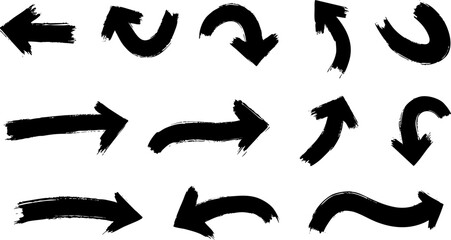 Hand-Drawn Black Arrow Collection on White Background