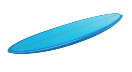 Bright Blue Longboard Surfboard for Surfing the Waves and Enjoying the Ocean Water Sports Activity in Sunny Weather Conditions