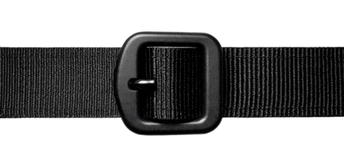 Black nylon belt with a metal buckle