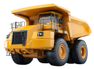 Yellow mining haul truck isolated on transparent background