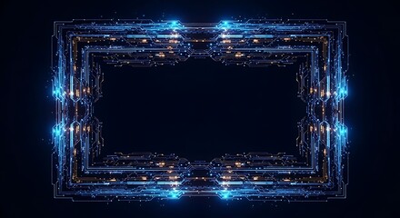 Glowing Blue Technology Frame.