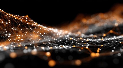 Abstract digital landscape of glowing nodes and connecting lines