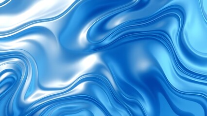 Abstract tech background with flowing liquid metal texture in blue and silver tones.