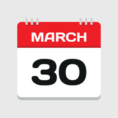 March 30th Calendar Icon