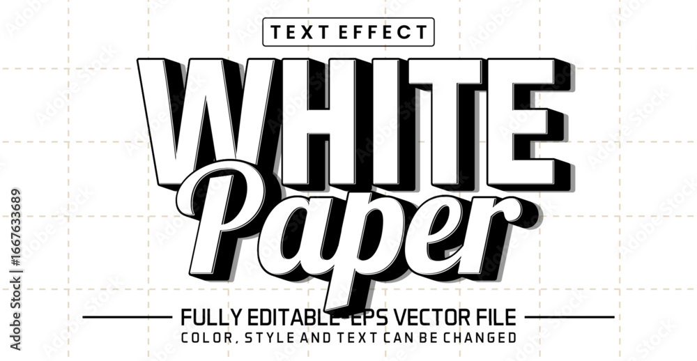 Poster white paper font text effect editable