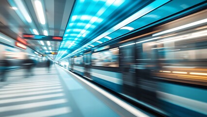 Abstract urban scene with motion blur, conveying dynamic city energy.