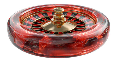 Isolated Red Roulette Wheel on Transparent Background for Casino Themes