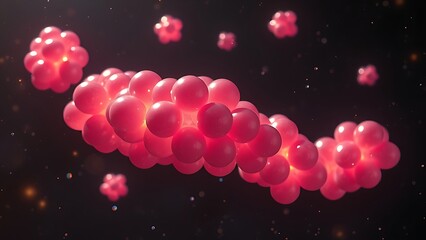 Iridescent grape-like celestial bodies float in cosmic dust, emitting strange light.