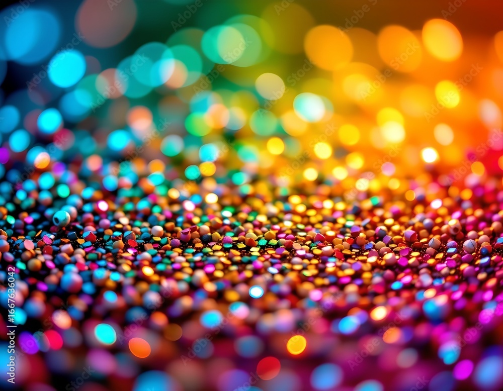 Poster colorful sparkling particle field with depth effect