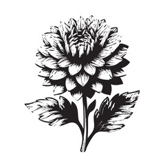 Black and white dahlia flower vector illustration - floral design element eps silhouette