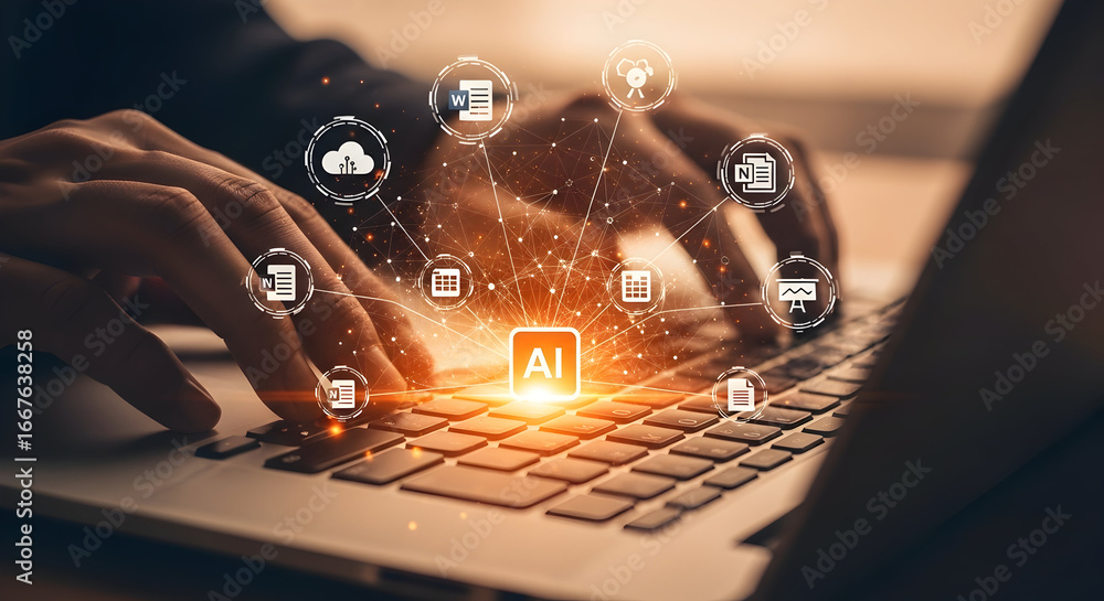 Aufkleber unlock innovation with ai technology, connecting data and transforming business processes for future