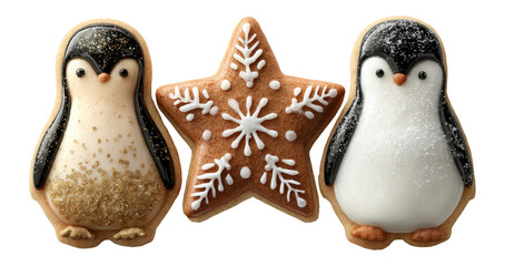 Adorable Penguin Cookies on a Transparent Background for Winter