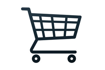 Simple shopping cart icon representing online retail and e-commerce for digital platforms transparent background