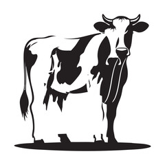 Black and white cow vector illustration - farm animal graphic eps silhouette