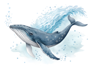 Majestic humpback whale breaching through water with bubbles