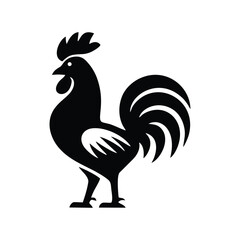 Black Rooster Silhouette Icon Design