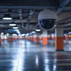 High-Tech Security Camera in Parking Garage