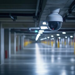 High-Tech Security Camera in Parking Garage