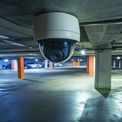 High-Tech Security Camera in Parking Garage