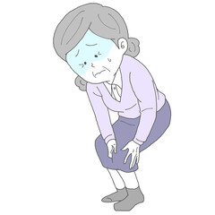 膝に違和感があるシニア女性　青ざめる
