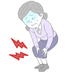 膝が痛いシニア女性2　青ざめる