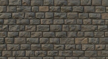 Obraz premium A closeup view of a stone brick wall rectangular bricks with varied shades and textures