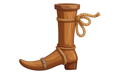 Wooden boot illustration, fantasy style