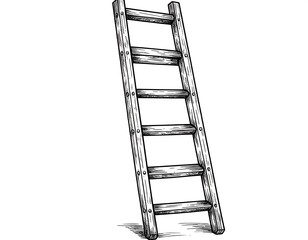 Wooden Ladder Illustration, Angled View