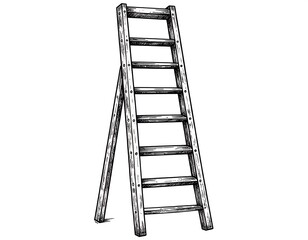 Wooden Ladder Sketch, Isolated Background