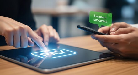 Hands interact with futuristic digital display showing nft and shopping cart icons for online black friday deals