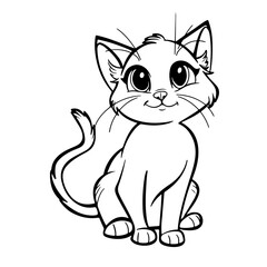 Coloring page for kids cute cat, Vector illustration.