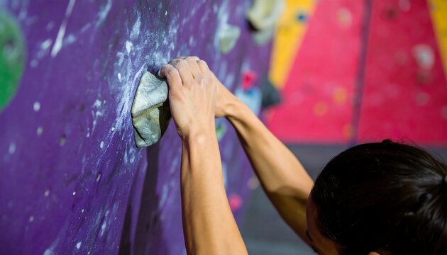 Indoor Rock Climbing Gym Closeup Hands