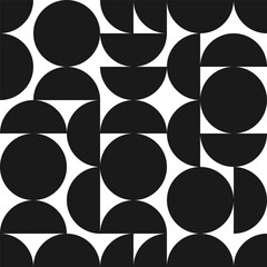 Minimalist Bauhaus Style Circle and Semicircle Seamless Pattern