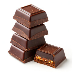 Fototapeta premium close up of chocolate stack against white background