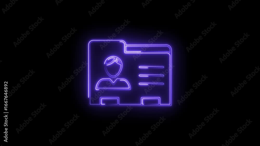 Poster Glowing Neon User Profile Icon Folder Interface Element Isolated Black Background video