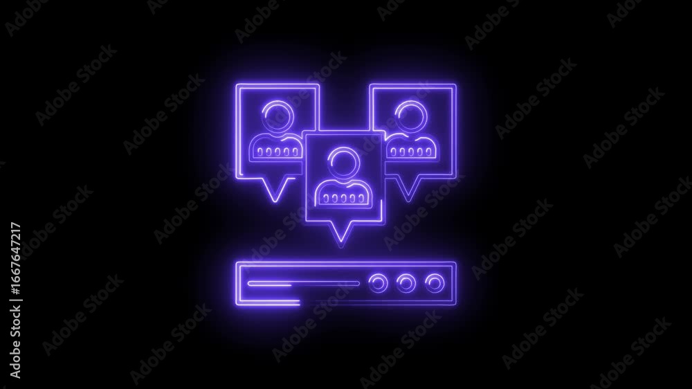 Aufkleber glowing neon social network communication icons with data bar abstract background isolated colorful
