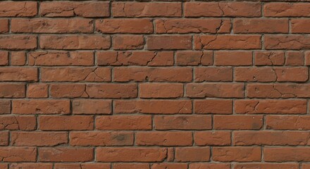 Obraz premium A closeup view of a weathered red brick wall The bricks are rectangular with visible cracks and mortar