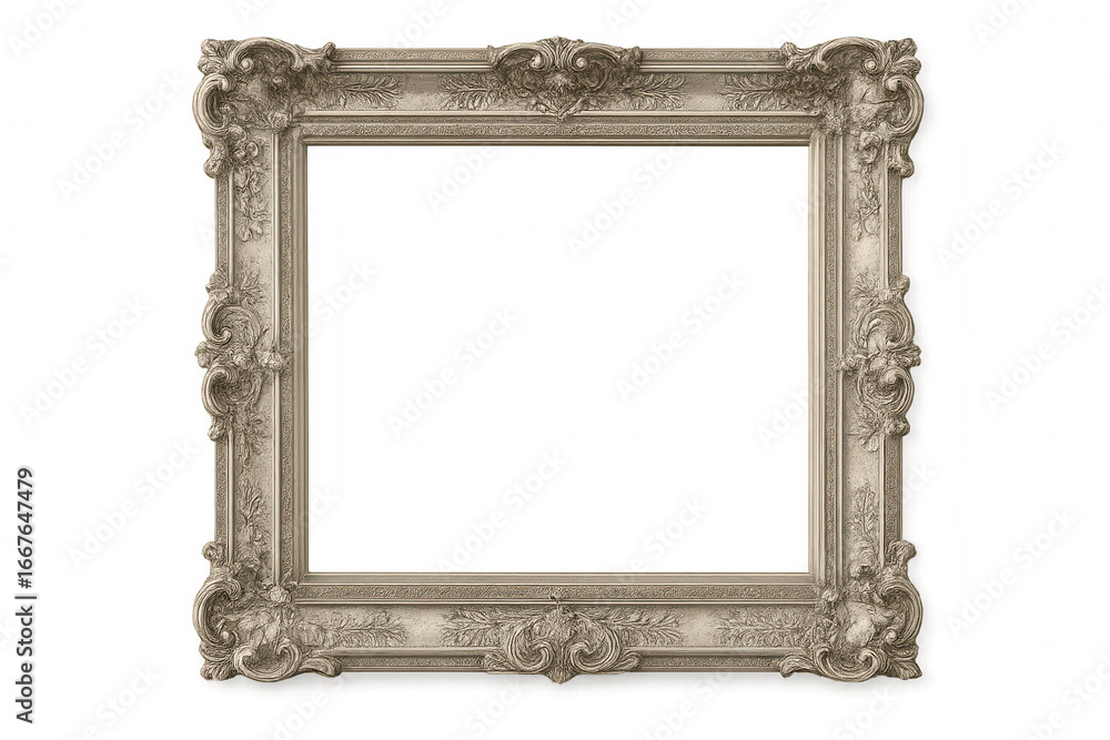 Poster silver picture frame displaying ornate design, complementing artwork with elegant transparent glass 