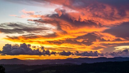 Fiery clouds at sunset