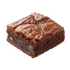 Delicious homemade chocolate brownie square with a rich texture isolated on transparent background