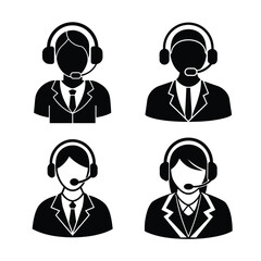 call center silhouette, customer support silhouette, operator headset silhouette, telemarketing silhouette,