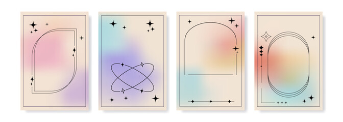 Abstract Soft Gradient Backgrounds featuring Beautiful Decorative Lines and Patterns