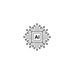 Artificial intelligence AI processor chip vector icon design 