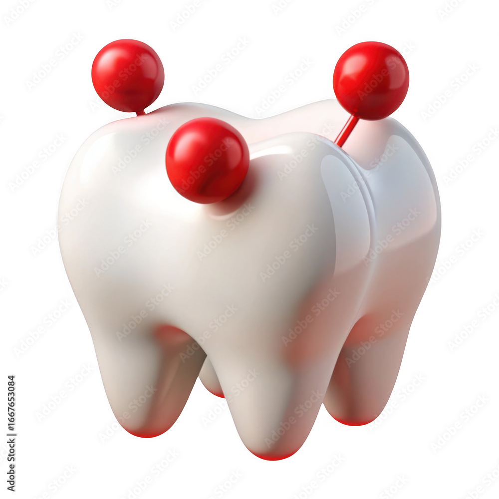 Poster 3d realistic tooth with cavities isolated on transparent background