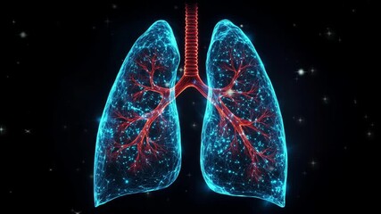 3d rendering futuristic anatomy human lungs in dark background, Futuristic medical concept