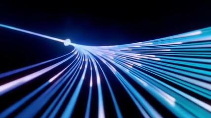 Abstract digital lines radiating outward on a dark background, with glowing light trails and specks of color - Powered by Adobe